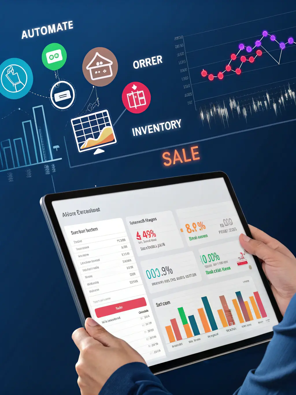 Illustration of an e-commerce platform with automated order processing.